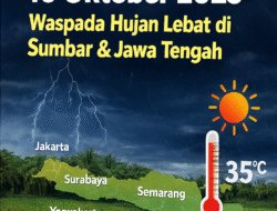 BMKG Peringatkan Hujan Lebat di Sumatera Barat dan Jawa Tengah